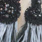 Black and Grey TWO TONE BEADED STATEMENT EARRINGS
