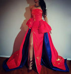 Red Edita Two-Color Corseted Gown SALE one of a kind