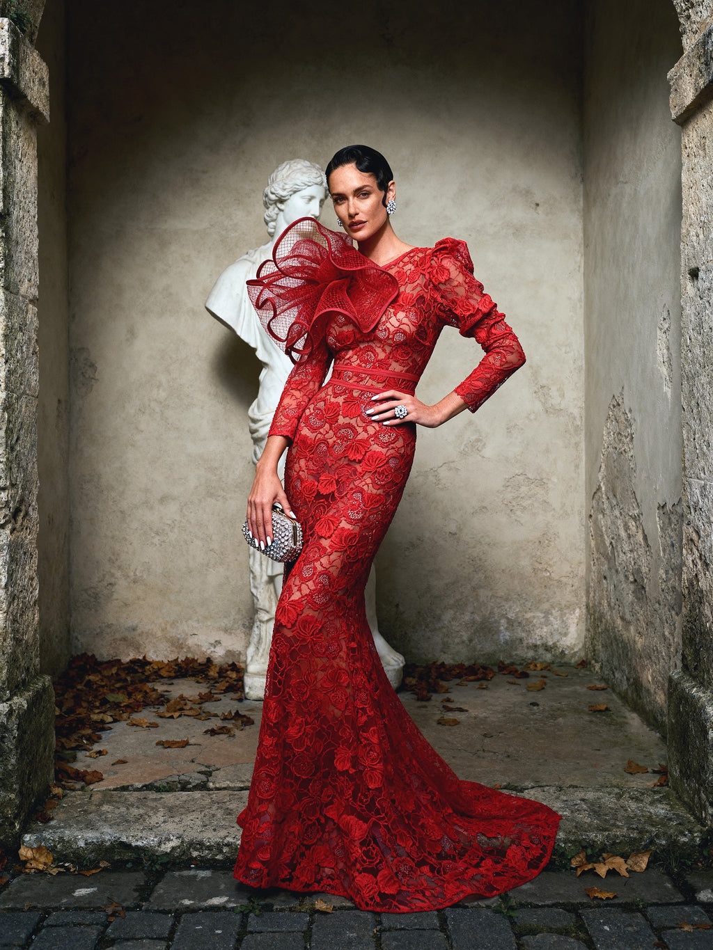 Basic Evening Lace Semi Sheer Mermaid Style Dress