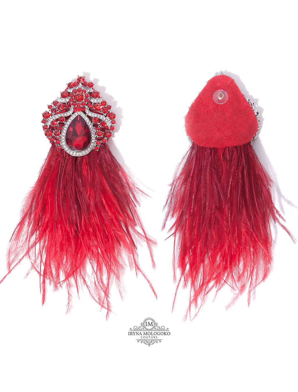 VIOLETA Pink Dangle Statement Feather Earrings - Mologoko Couture