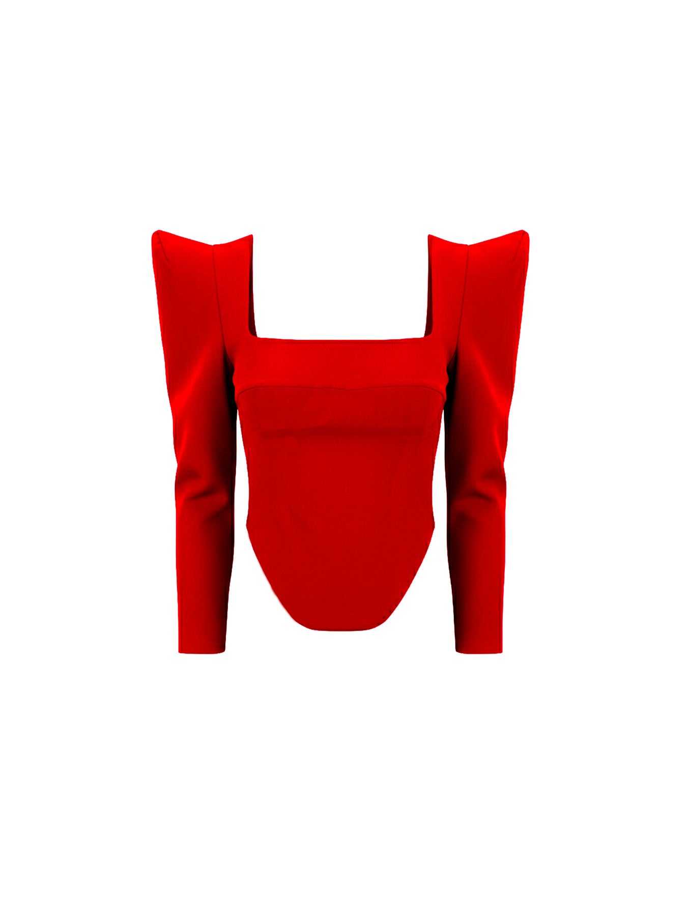 Stretch Cotton Twill Corseted Top with Long Sleeves