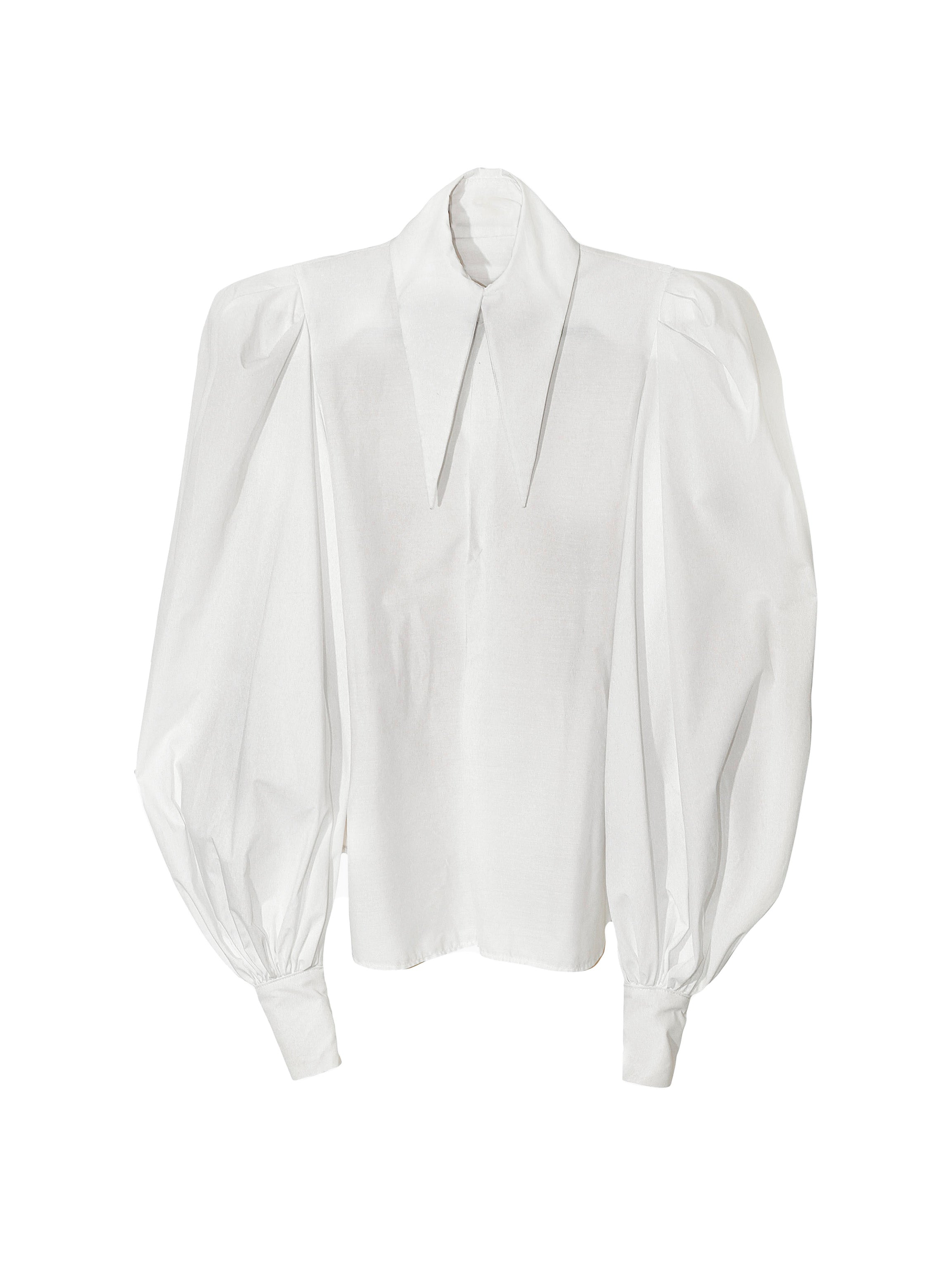 Large Pointy Collar Statement Sleeves Shirt