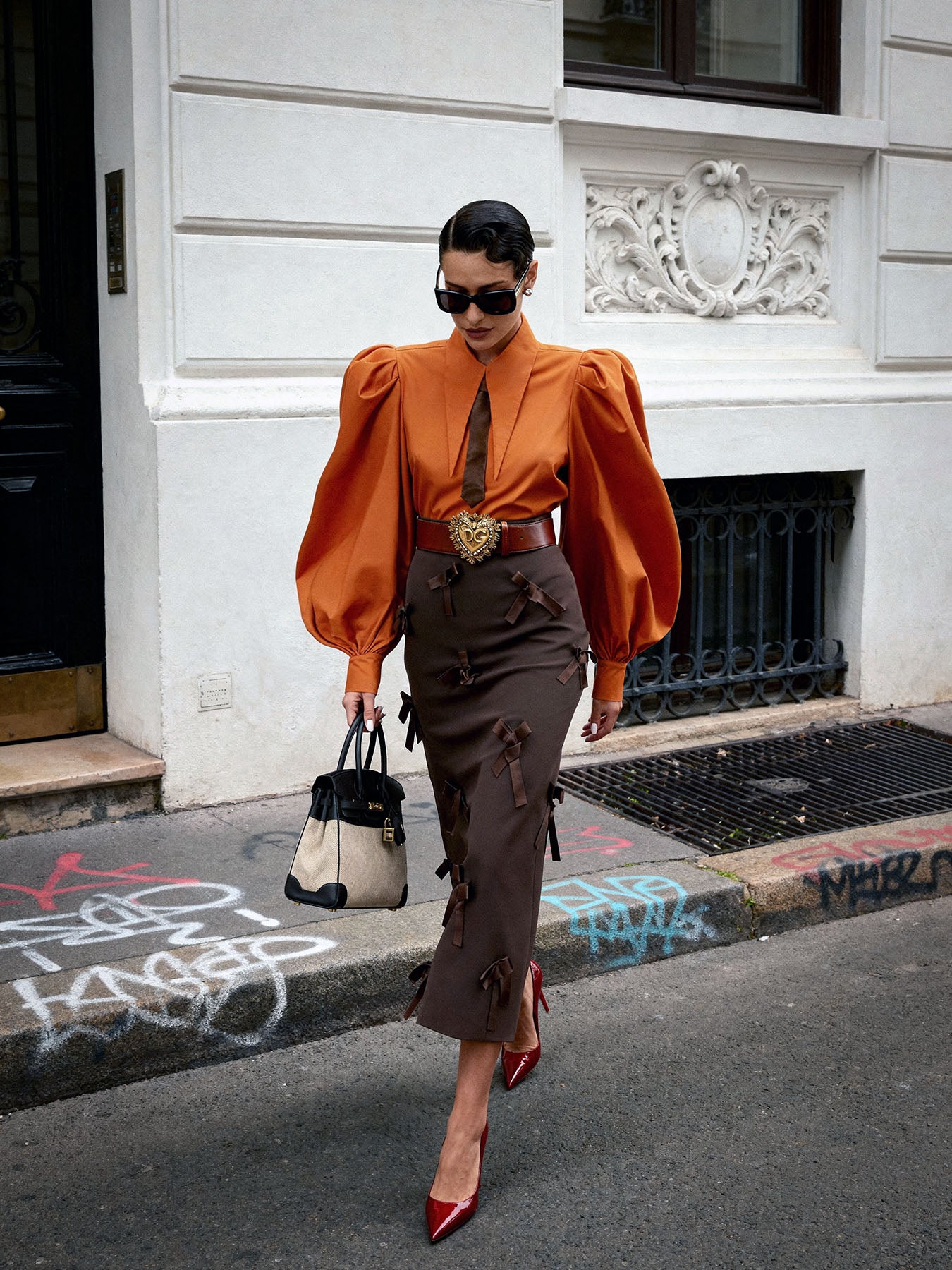 Phyliss Pointy Collar Statement Sleeves Shirt