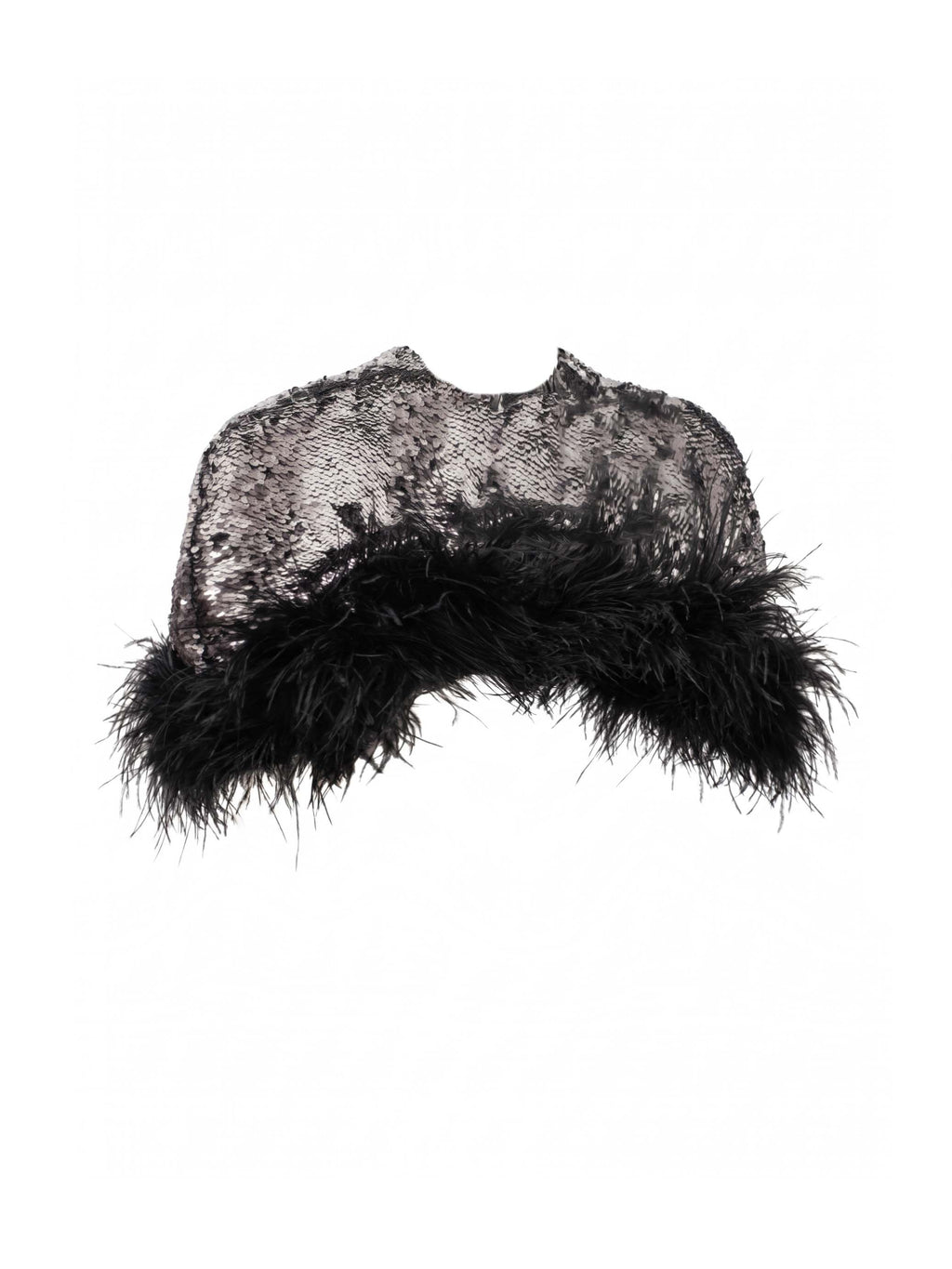 Sequin And Ostrich Feathers Shoulder Cover