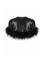 Sequin And Ostrich Feathers Shoulder Cover
