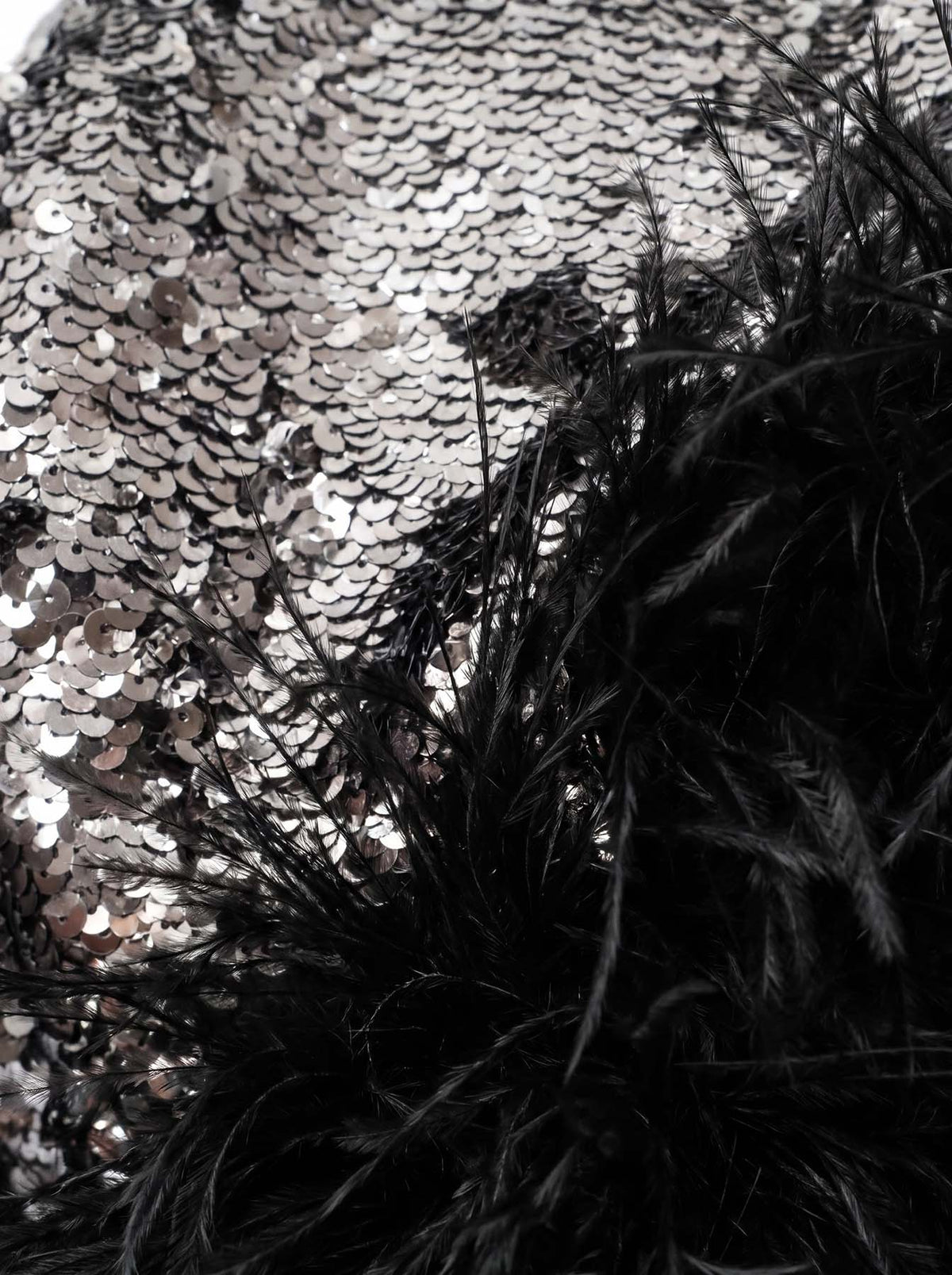 Sequin And Ostrich Feathers Shoulder Cover