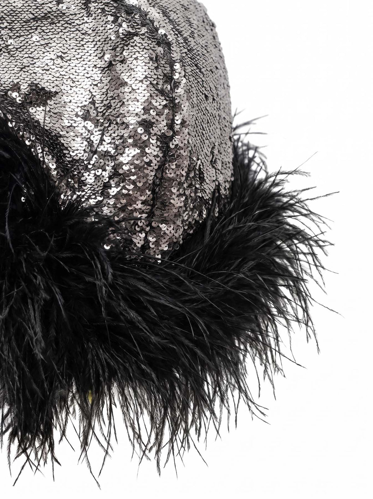 Sequin And Ostrich Feathers Shoulder Cover