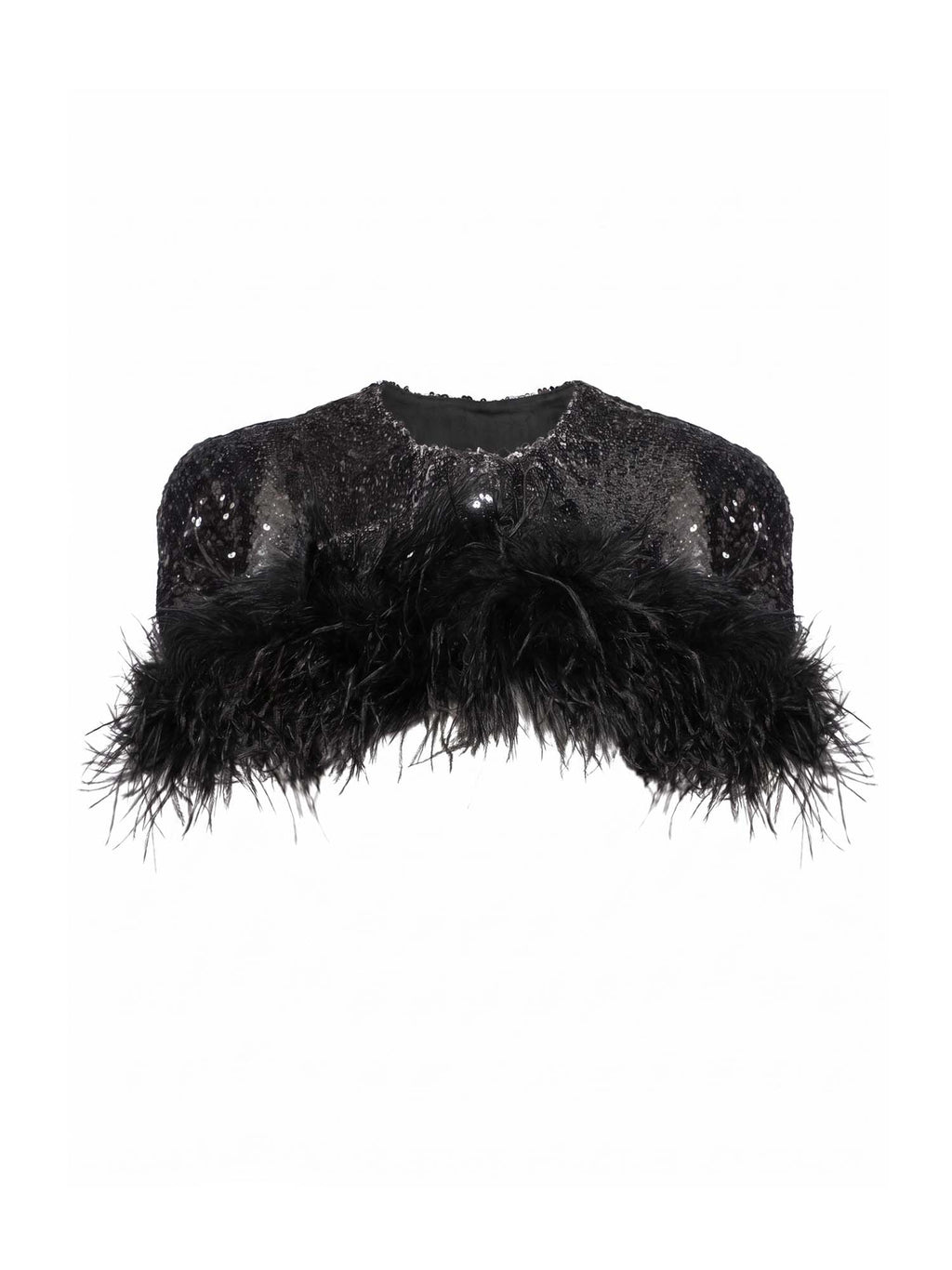 Sequin And Ostrich Feathers Shoulder Cover