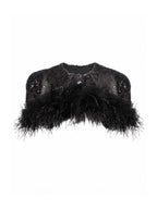 Sequin And Ostrich Feathers Shoulder Cover