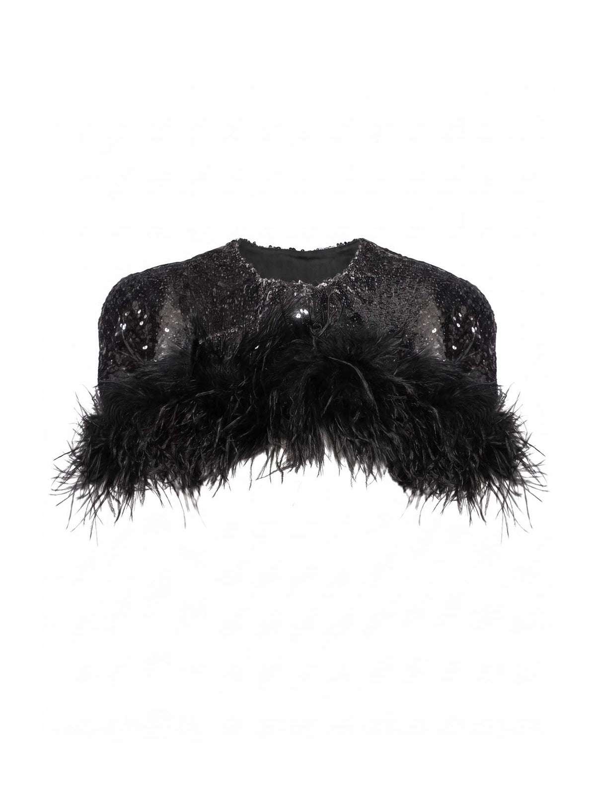 Sequin And Ostrich Feathers Shoulder Cover