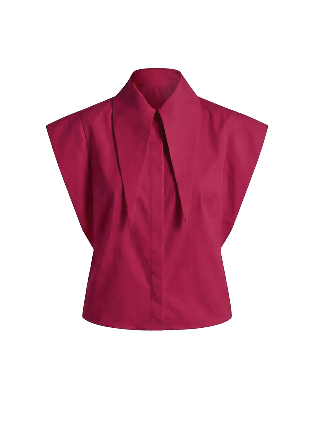 Long Tips Collar Strong Shoulder Sleeveless Shirt