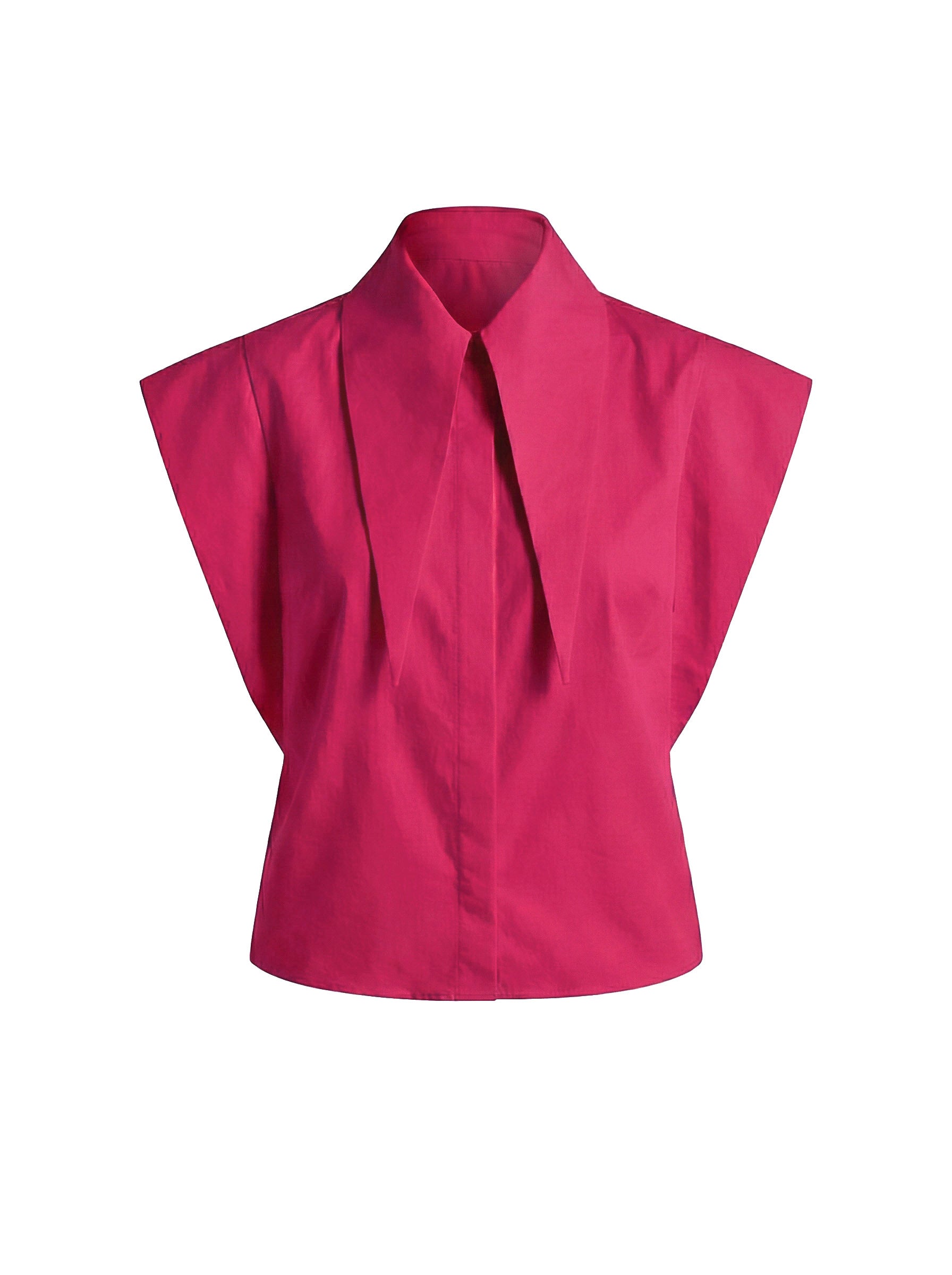 Matilda 10" Long Collar Strong Shoulder Sleeveless Shirt