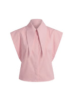 Matilda Long Tips Collar Strong Shoulder Sleeveless Shirt