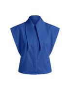 Matilda Long Tips Collar Strong Shoulder Sleeveless Shirt