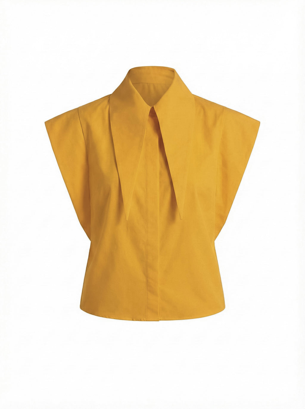 Long Tips Collar Strong Shoulder Sleeveless Shirt