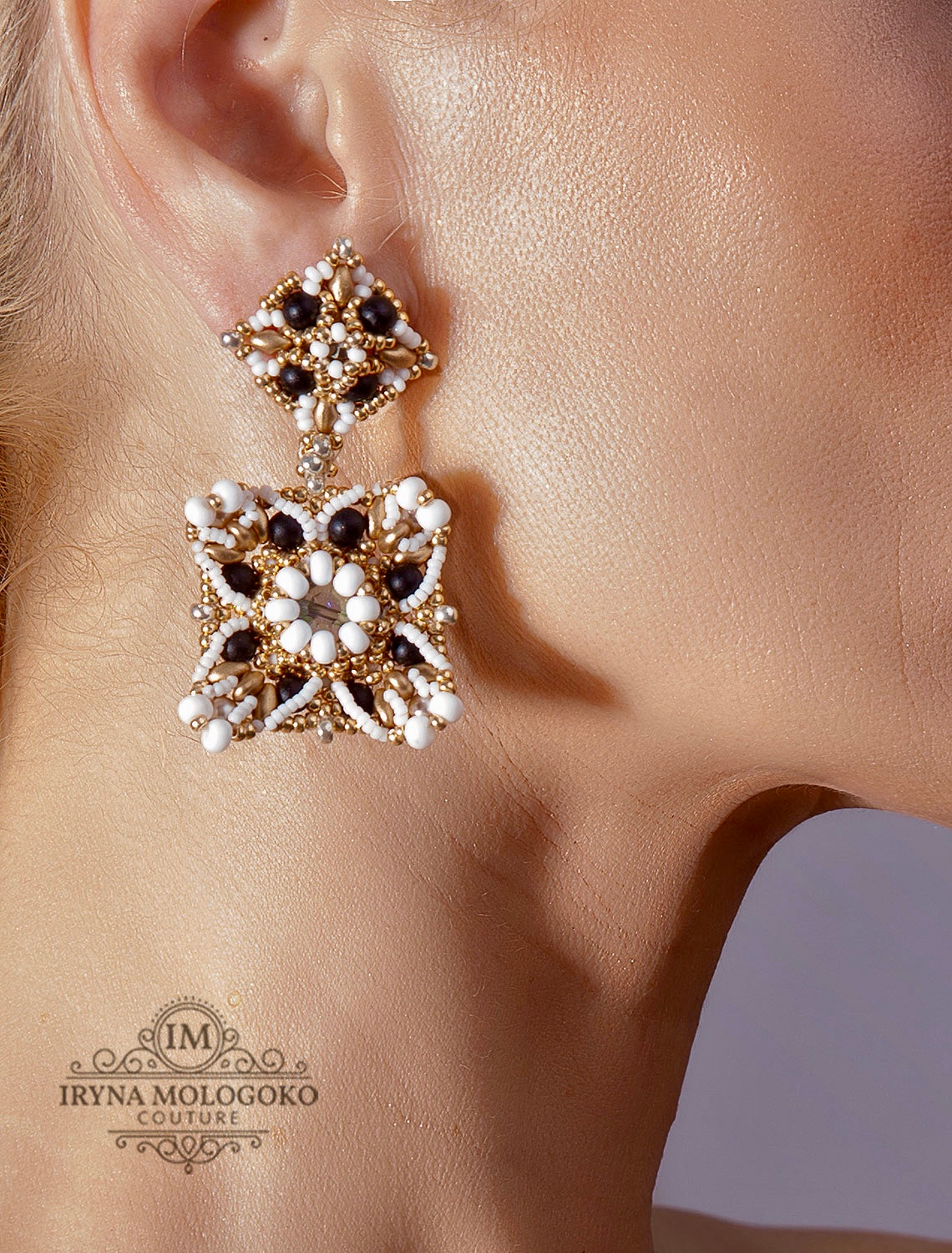 Juno Italian Style Beaded Large Earrings - Mologoko Couture