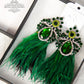 EMERALD GREEN VIOLETA Dangle Statement Feather Earrings on POST - Mologoko Couture