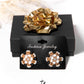 Black White and Gold Hand Beaded Stud Earrings - Mologoko Couture