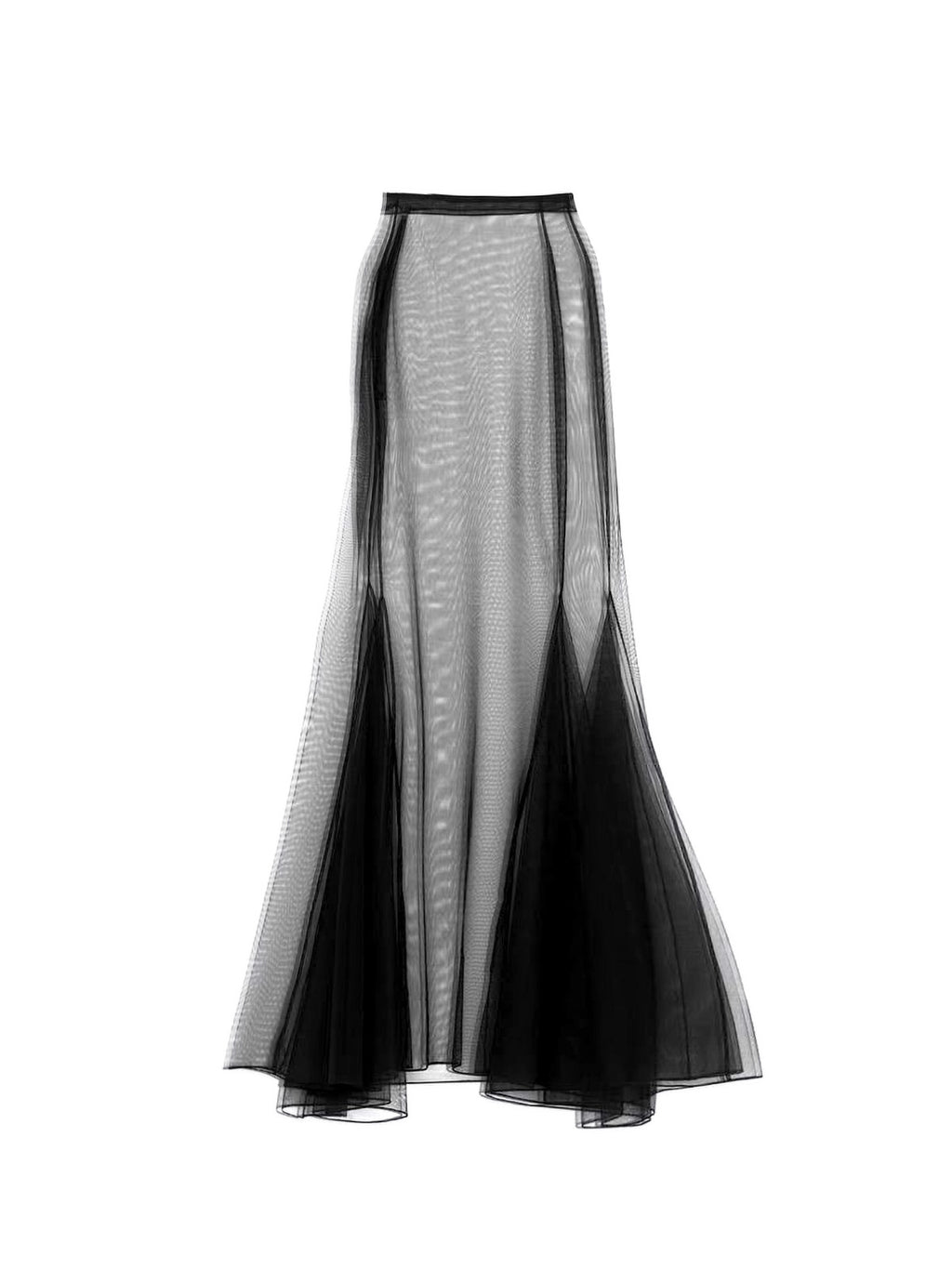 Basic Double Tulle Semi Sheer Mermaid Style Skirt