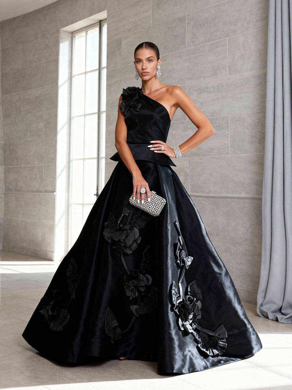 Viviana 3d Flowers Ball Gown Set