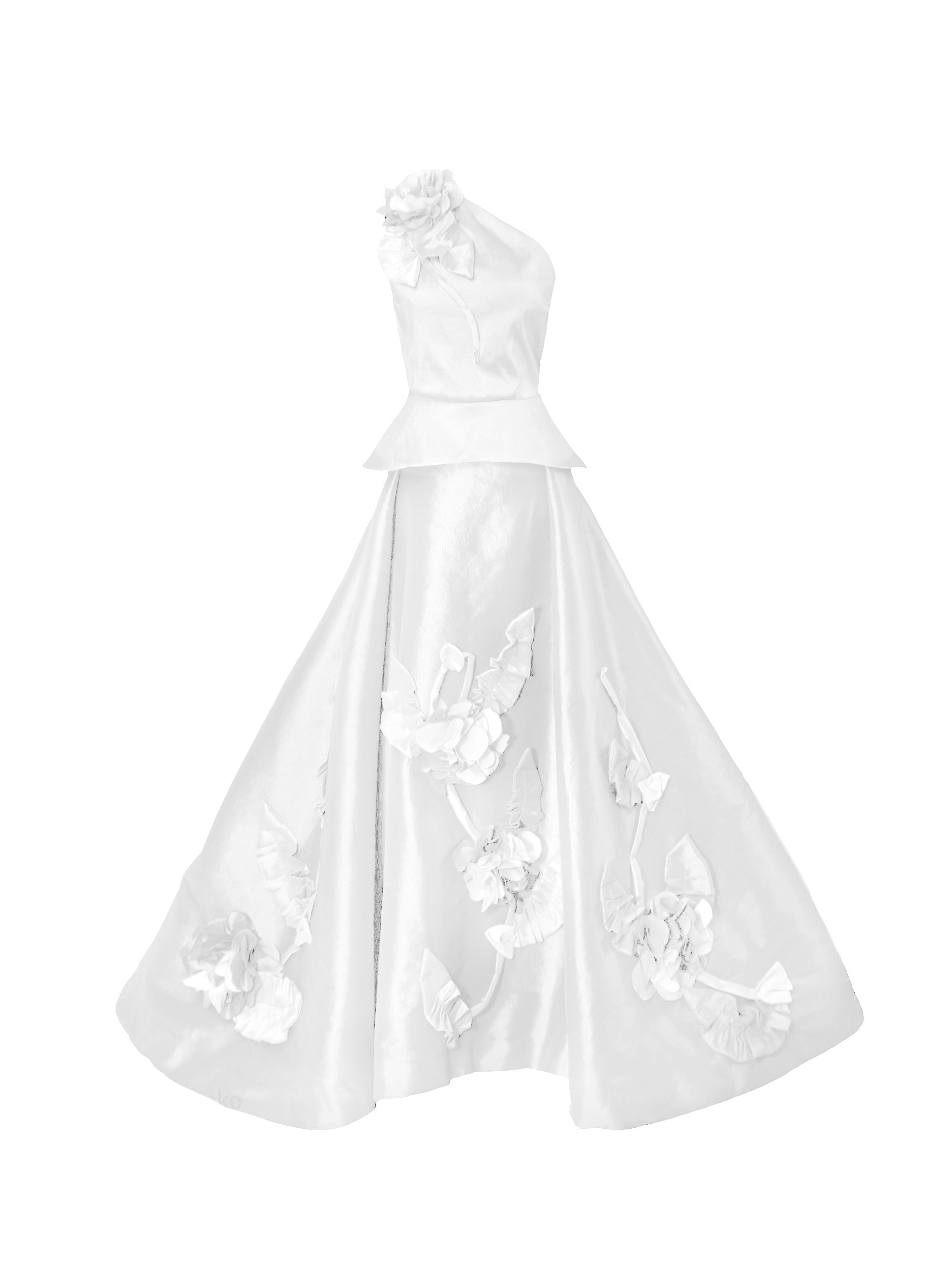 Viviana 3d Flowers Ball Gown Set