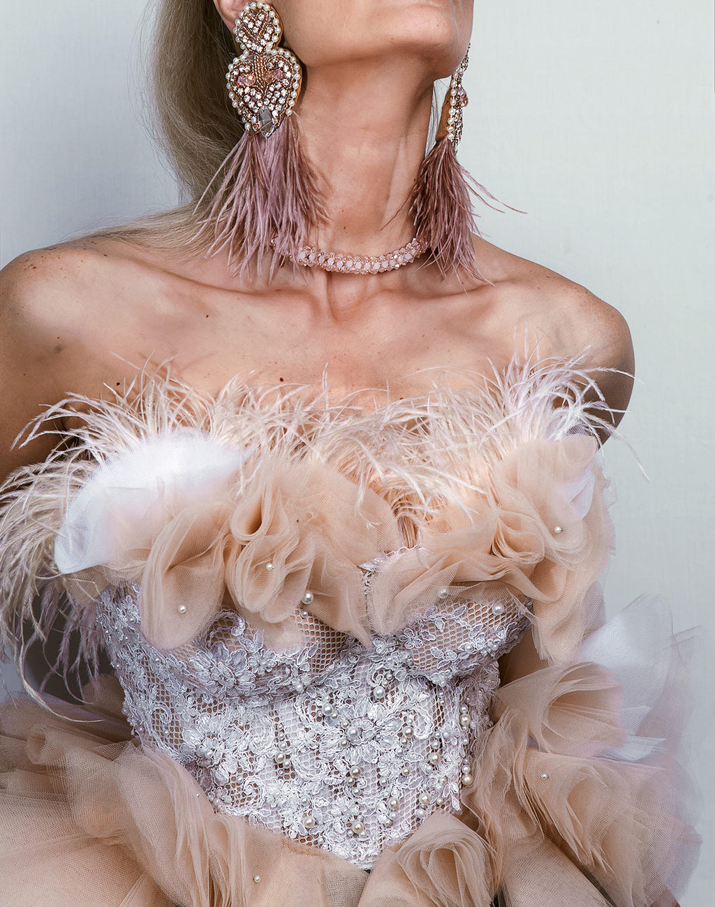 White Swan Red Carpet Style Wedding Corseted Gown Set - Mologoko Couture