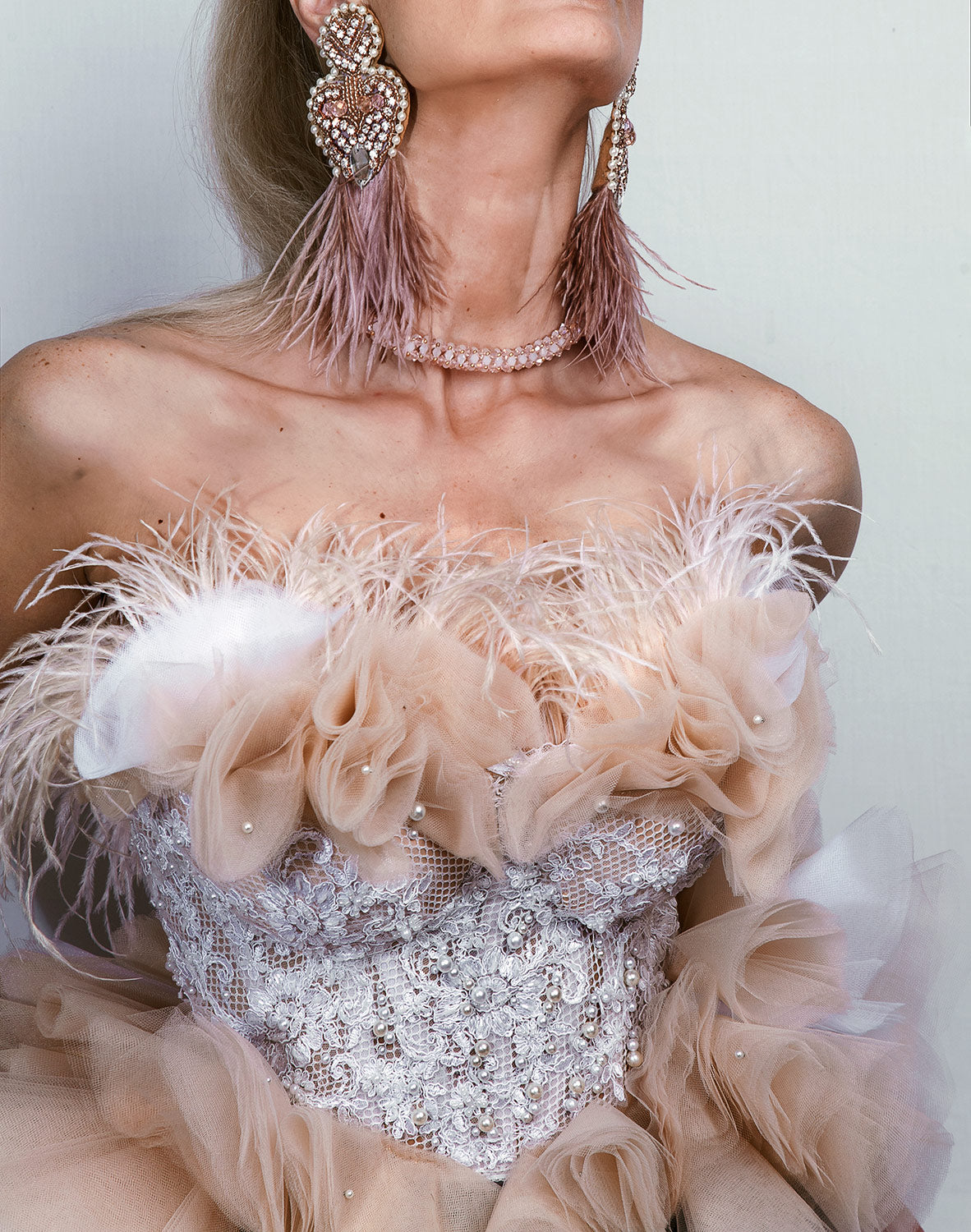 White Swan Red Carpet Style Wedding Corseted Gown Set - Mologoko Couture