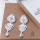 White Wedding Bridal Beaded Stud Earrings - Mologoko Couture