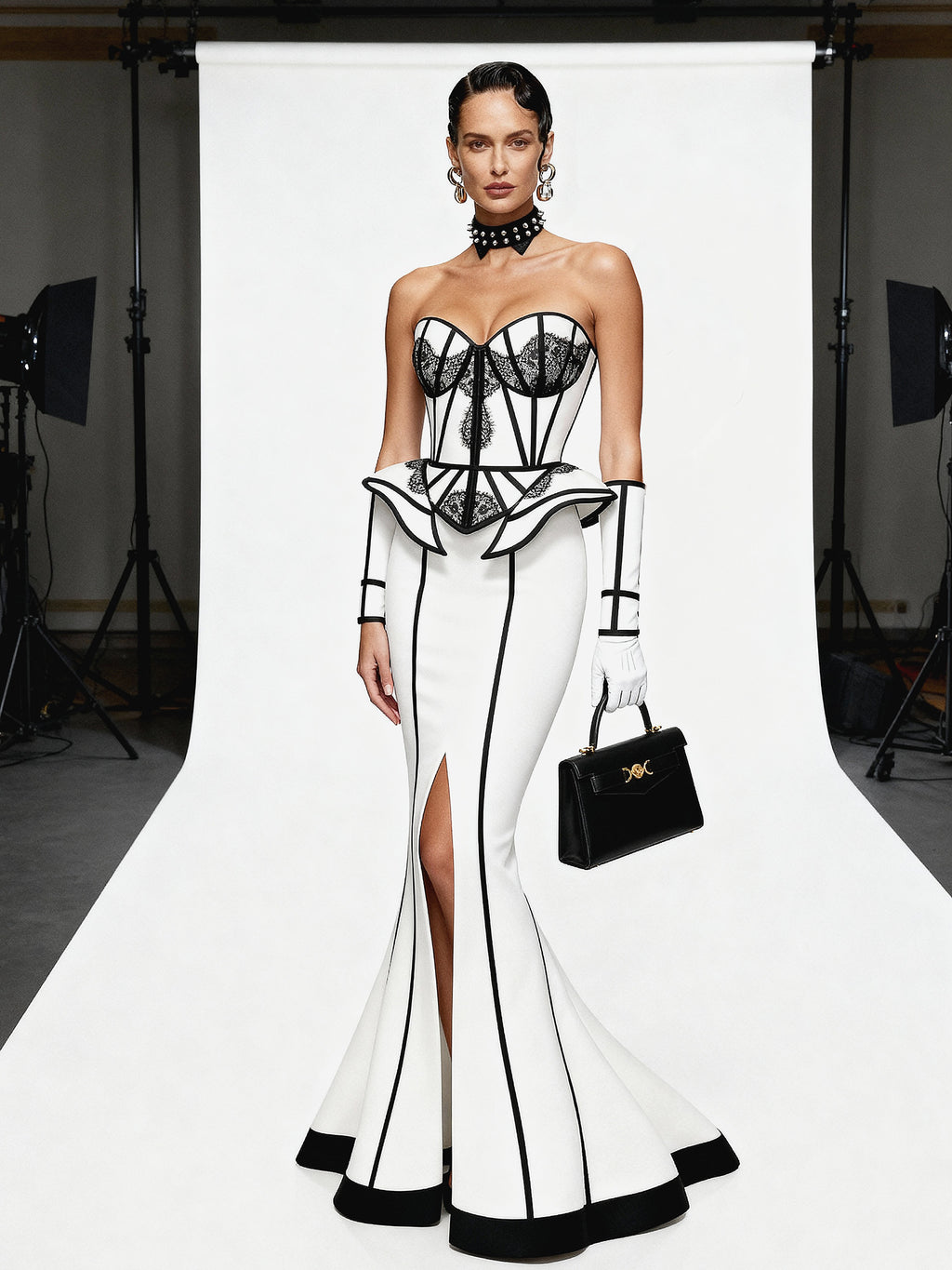 Chapel Window Evening Mermaid Style Front Slit Skirt