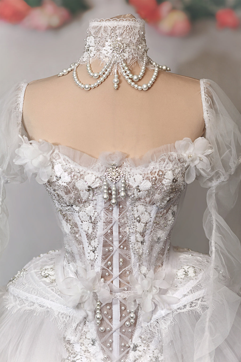 Bridal Beaded with Pearls Choker