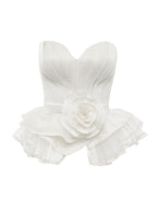 Dina Red Carpet Style Corset with Peplum and Flower