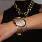 Leather Golden Beige Cuff Belt Bracelet - Mologoko Couture