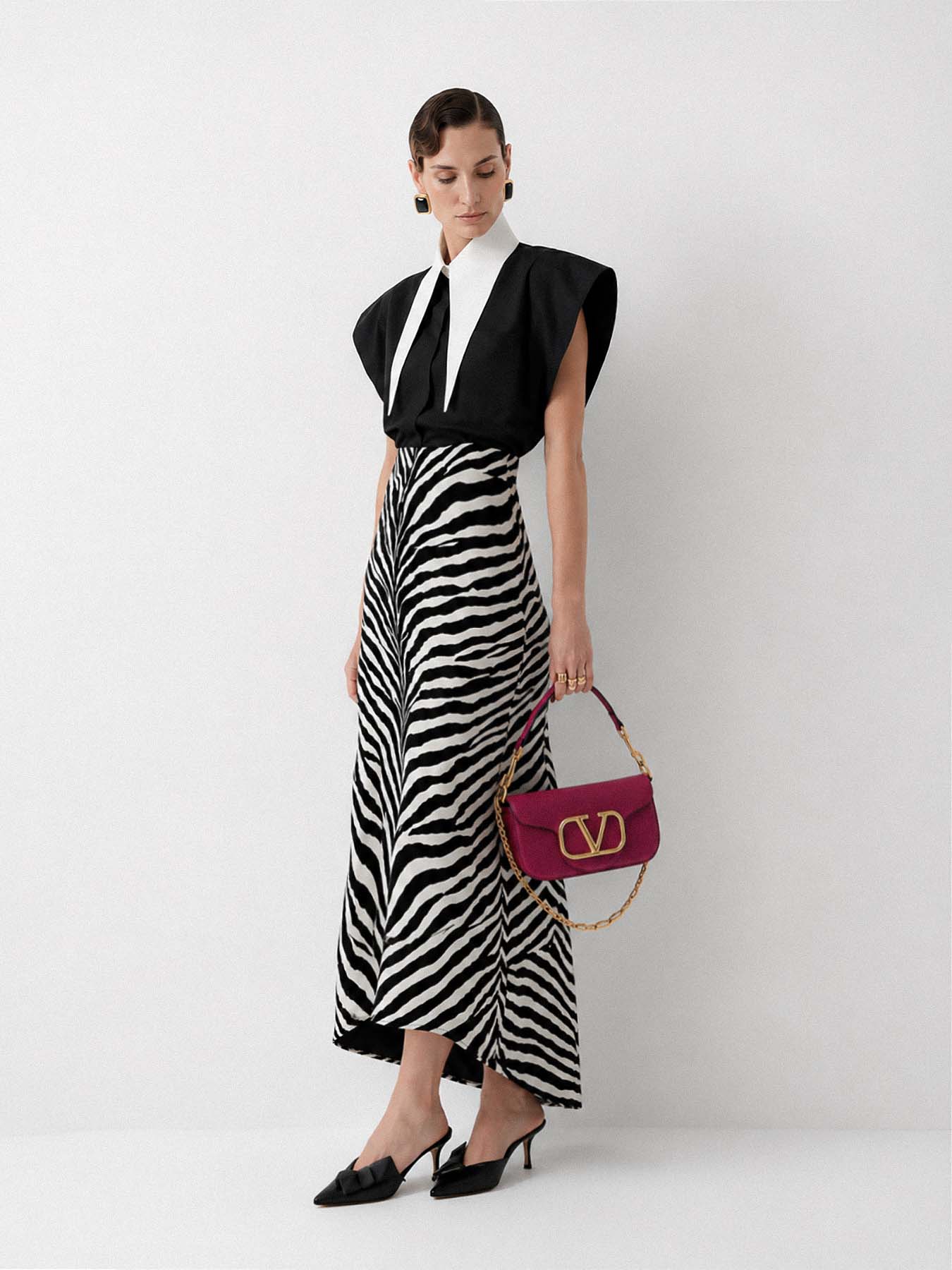 The Zebra Mirage High-Low Cotton Maxi Skirt