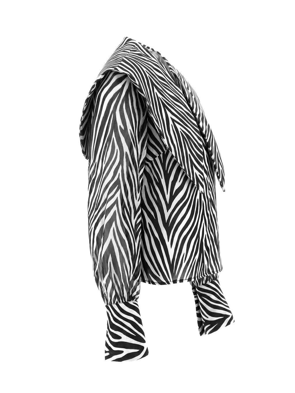 Zebra Statement Cotton Shirt with Architectural Shoulders