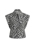 Matilda Long Tips Collar Strong Shoulder Sleeveless Shirt