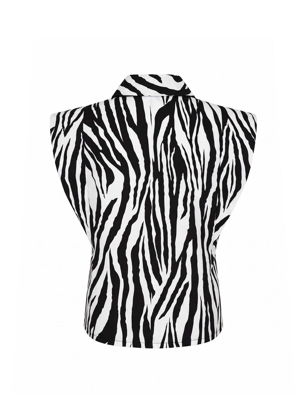 Matilda 10 Collar Strong Shoulder Sleeveless Shirt in Zebra