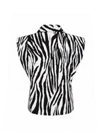 Matilda 10 Collar Strong Shoulder Sleeveless Shirt in Zebra