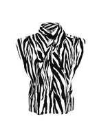 Matilda 11" Long Collar Strong Shoulder Sleeveless Shirt