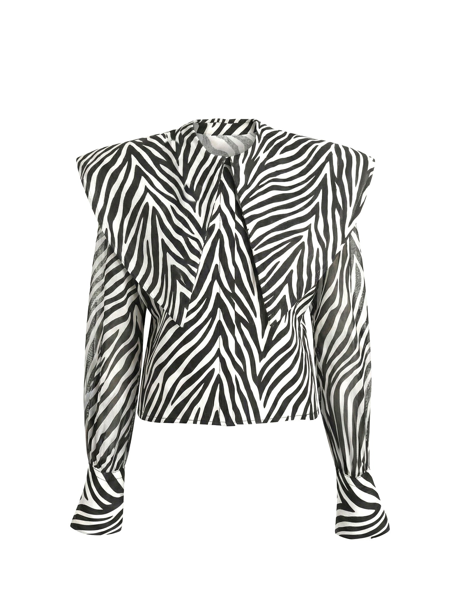 Zebra Statement Cotton Shirt with Architectural Shoulders