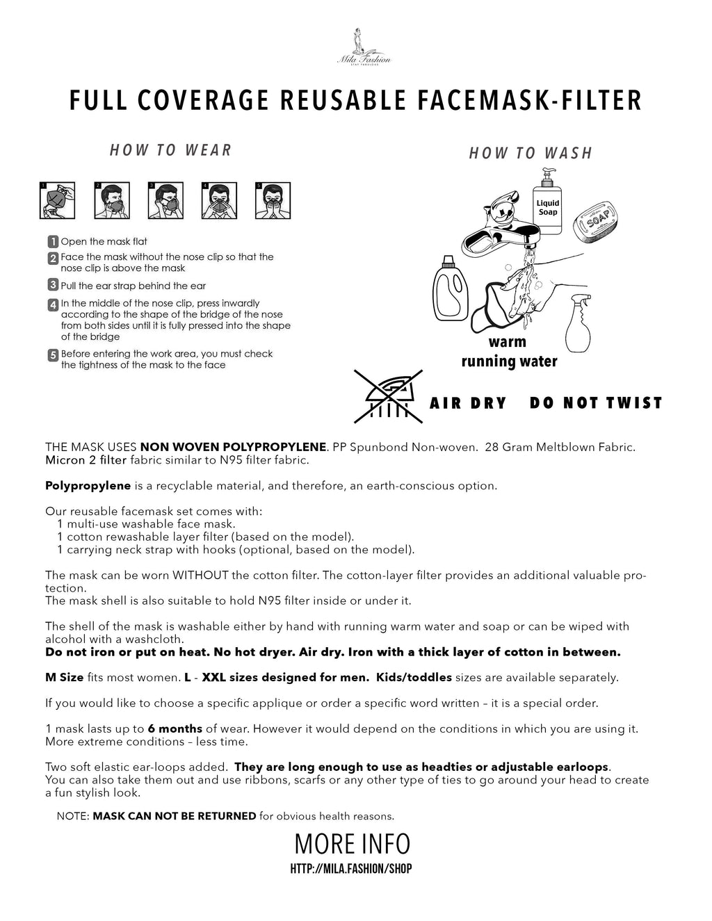 CUSTOM SIZE black Large Face Mask For Men With Beards + Lanyard - Mologoko Couture