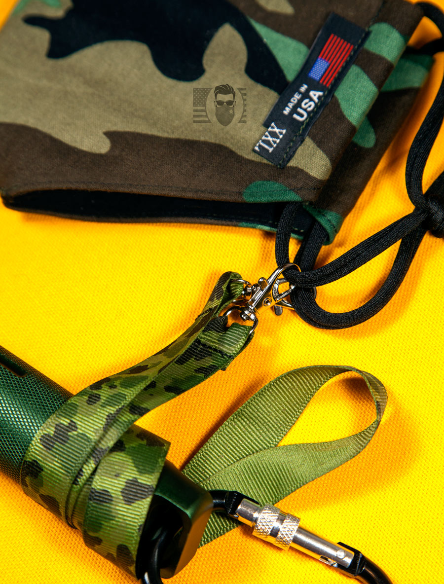 CUSTOM Camouflage Large Face Mask For Men With Beards + Lanyard - Mologoko Couture