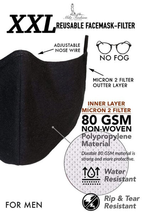 L – XXXL (2XL -3XL) EXTRA LARGE BEARD FACE MASK – FILTER + CARRYING STRAP - Mologoko Couture