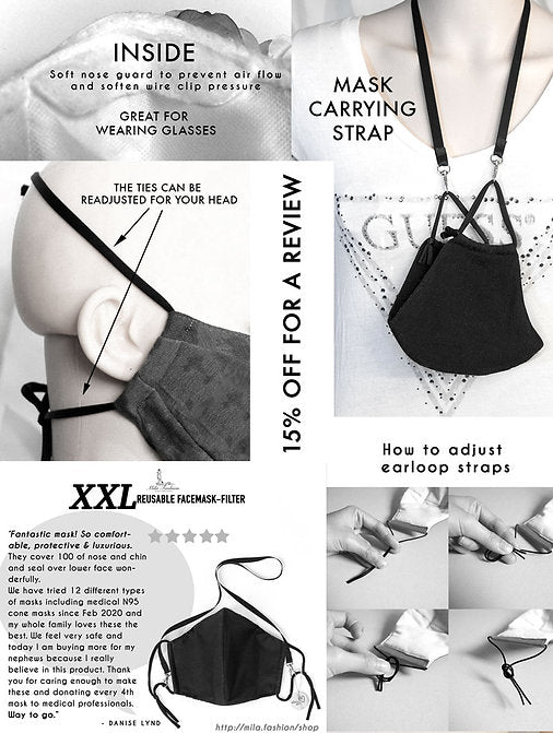 L – XXXL (2XL -3XL) EXTRA LARGE BEARD FACE MASK – FILTER + CARRYING STRAP - Mologoko Couture