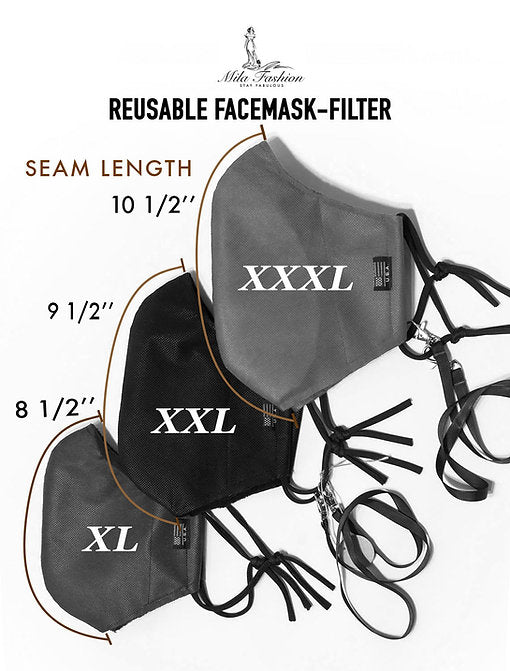 L – XXXL (2XL -3XL) EXTRA LARGE BEARD FACE MASK – FILTER + CARRYING STRAP - Mologoko Couture