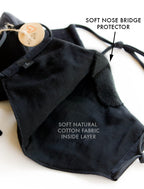 CUSTOM SIZE black Large Face Mask For Men With Beards + Lanyard - Mologoko Couture