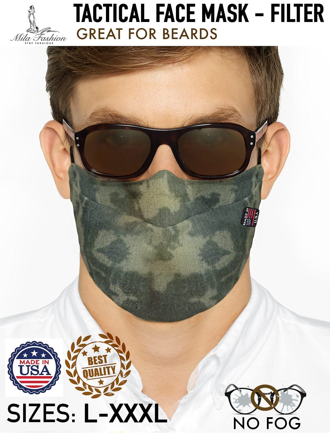 Camouflage 100% Organic Cotton Reusable Full Coverage Facemask For Men XL- XXL – 3XL - Mologoko Couture