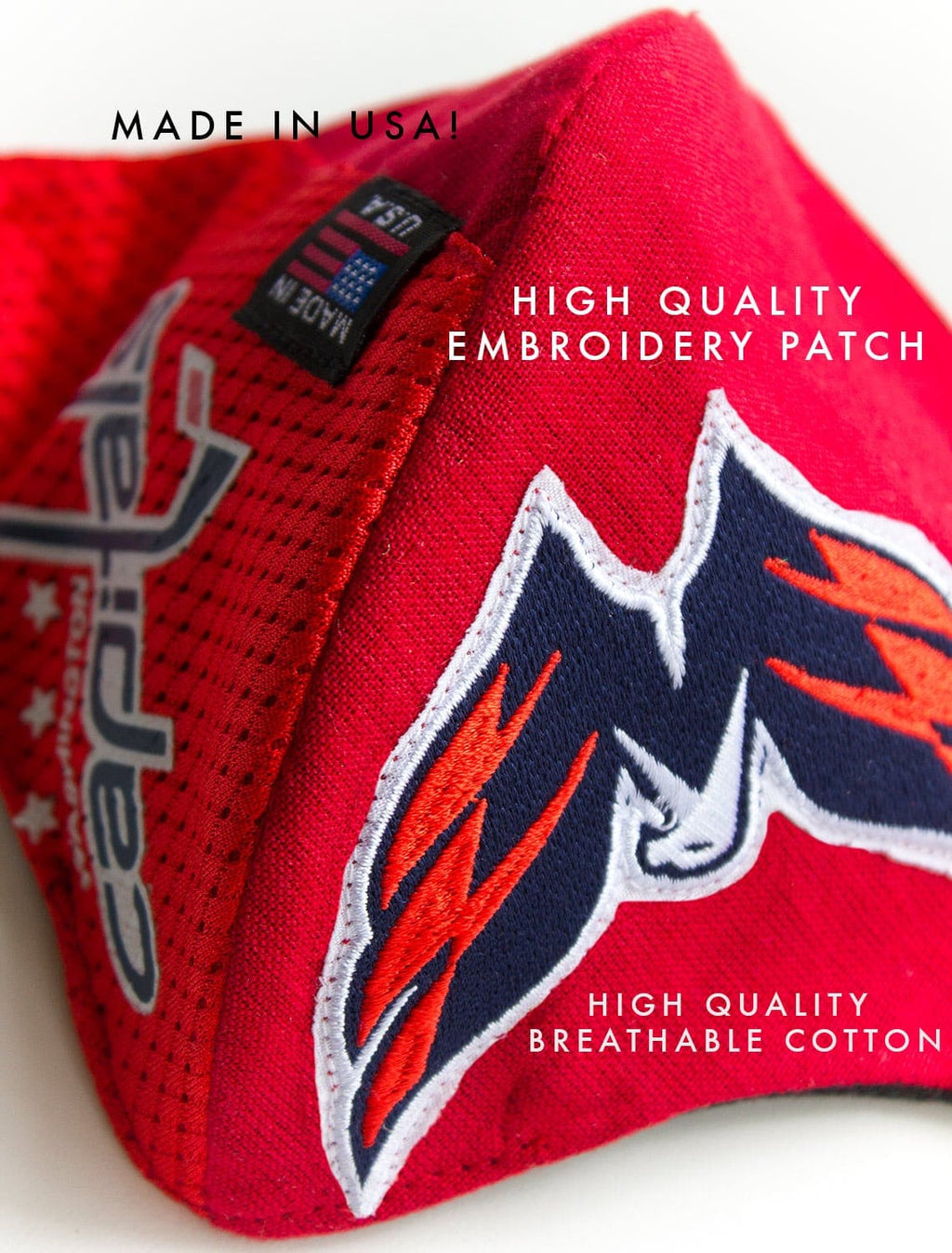 NHL WASHINGTON CAPITALS TEAM: EXTRA LARGE Facemask Filter + Lanyard - Mologoko Couture