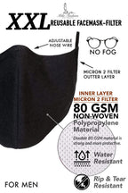 CUSTOM SIZE black Large Face Mask For Men With Beards + Lanyard - Mologoko Couture