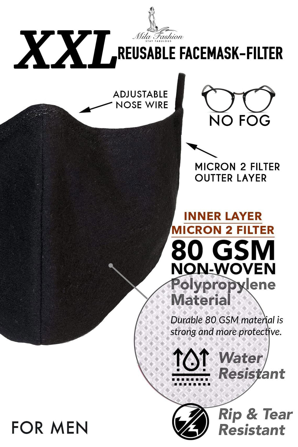 WASHINGTON NATIONALS TEAM: EXTRA LARGE Facemask Filter + Lanyard - Mologoko Couture