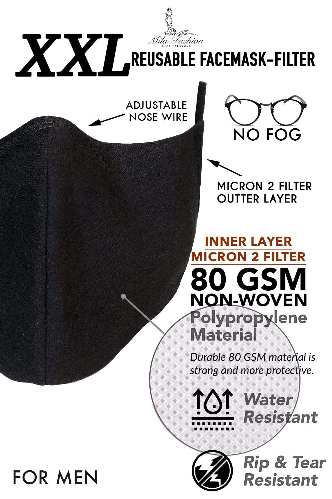 Organic Cotton Lightweight (2XL -3XL) EXTRA LARGE BEARD FACE MASK – FILTER + LANYARD - Mologoko Couture